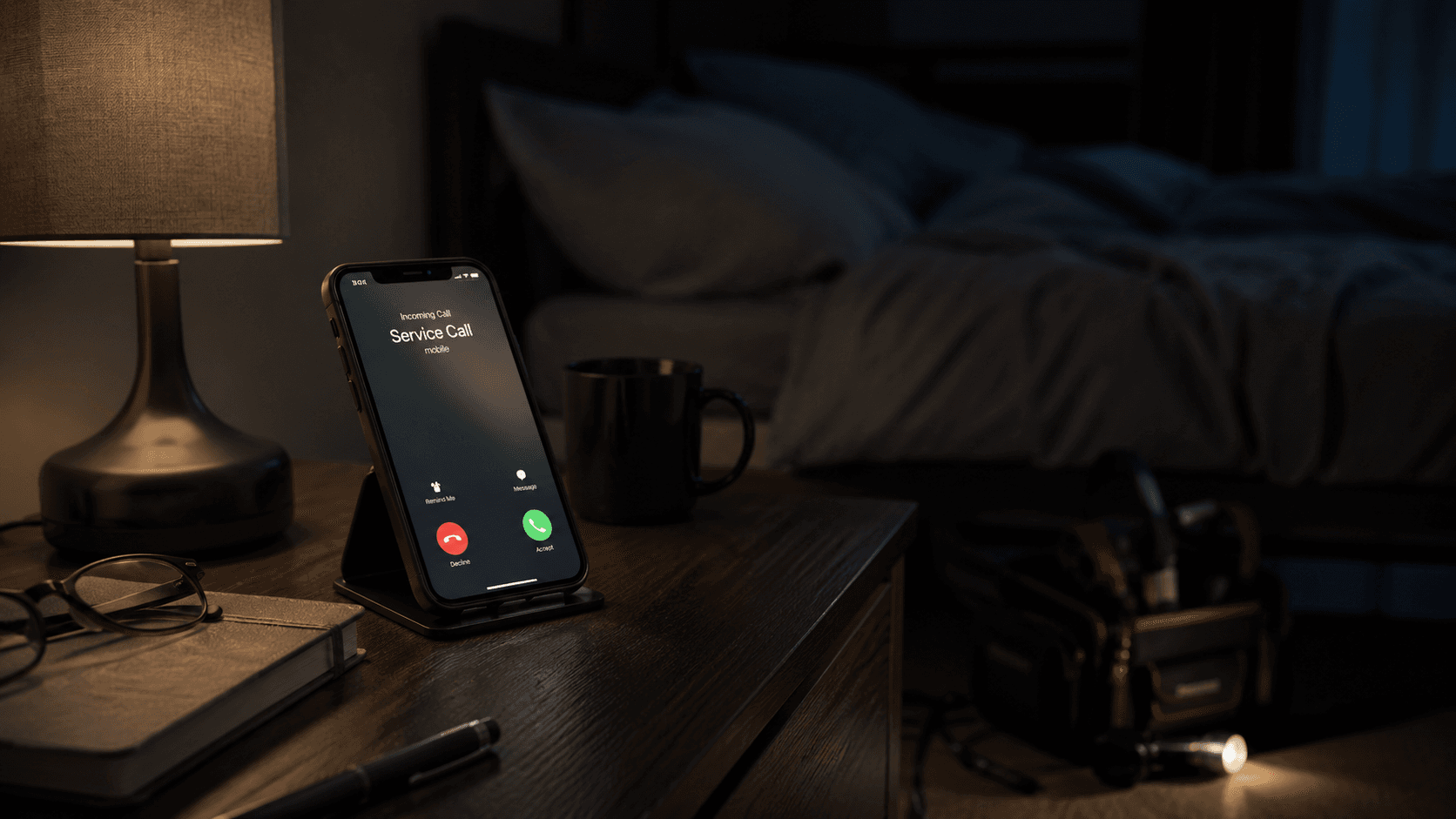 After-hours service call on a phone showing how urgent contractor inquiries can be missed at night.
